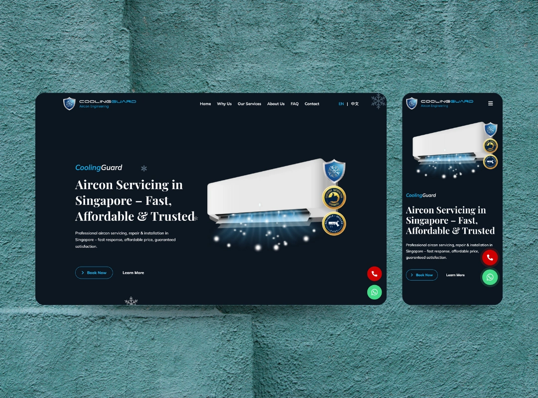 Cooling Guard website design for aircon service and maintenance