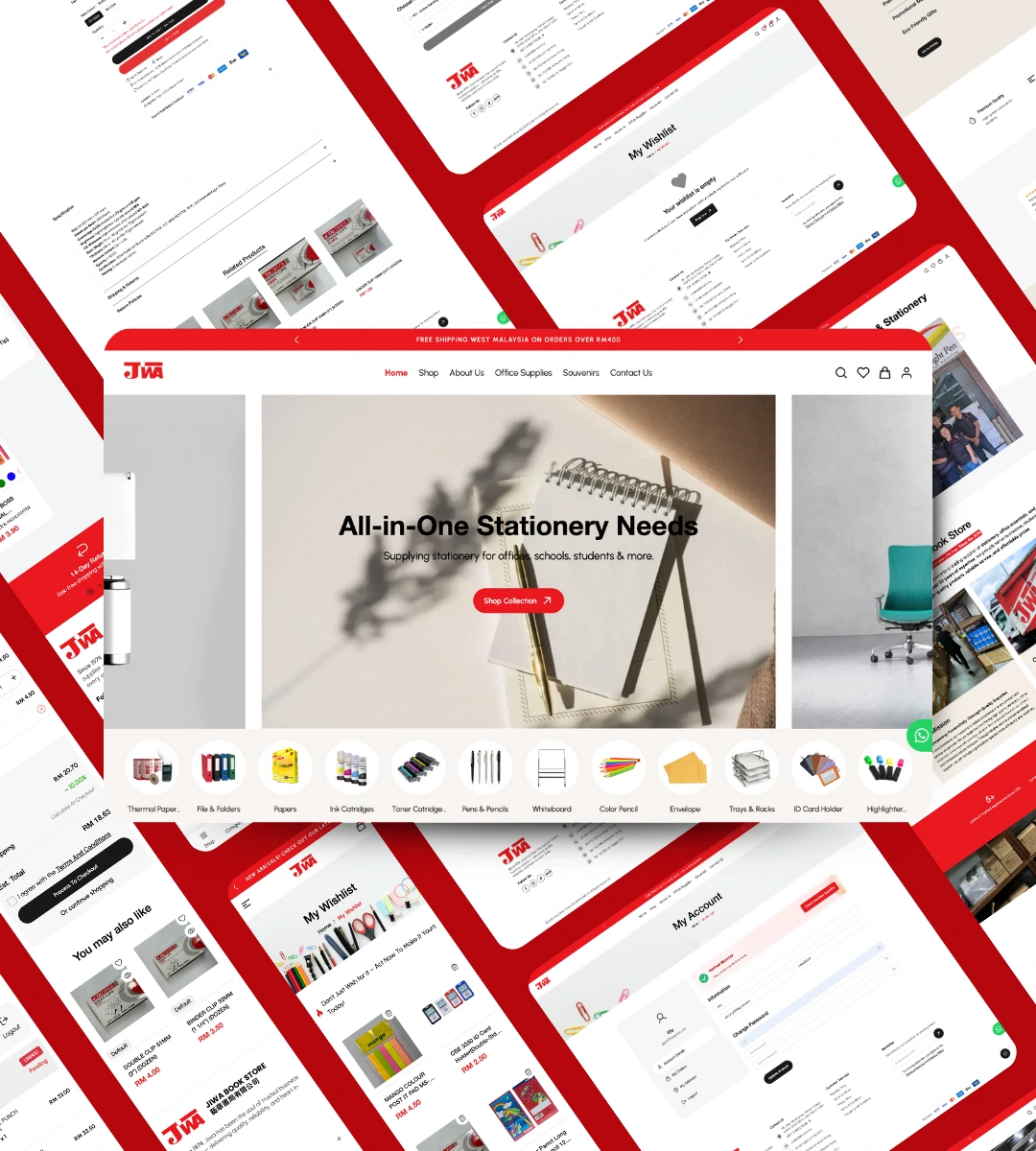 Jiwa Bookstore — Online Bookstore and Office Supplies eCommerce Website Design