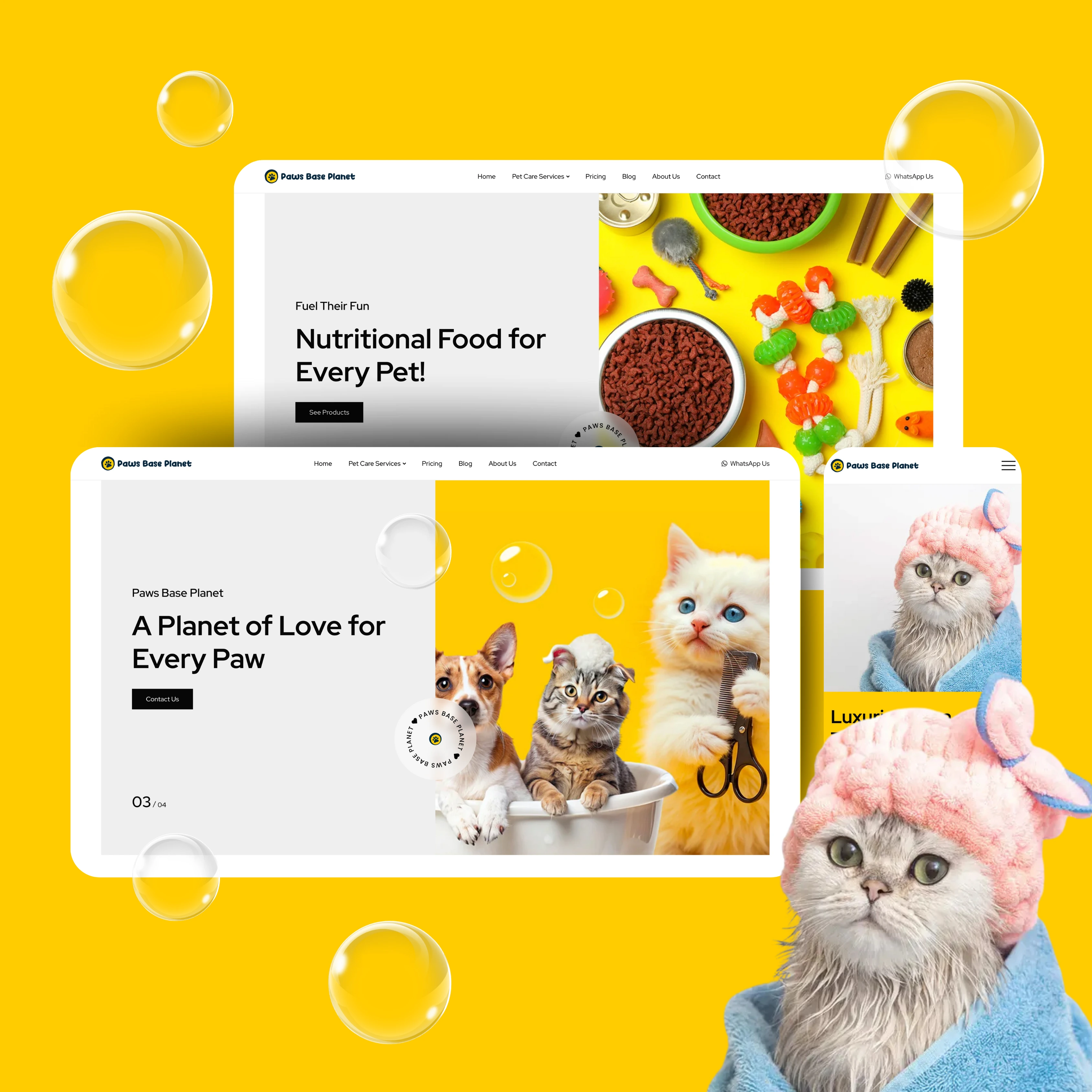 Paws Base Planet — Pet Store and Grooming Service Website Design